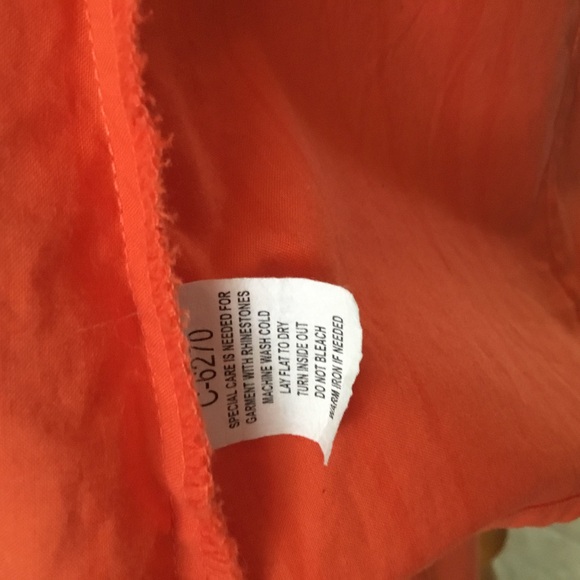 ROCKIES ORANGE WESTERN EMBROIDERED & BLING ORANGE SNAP BUTTON DOWN SHIRT/ SZ S - Picture 8 of 12